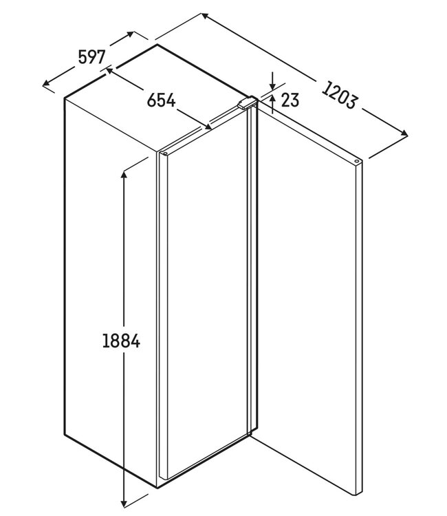 Koelkast 400/286 ltr (br/netto inh.) 597x654x1884 mm (bxdxh) +2°C tot +9°C WIT met glasdeur MRFvc 4011 Performance - Liebherr