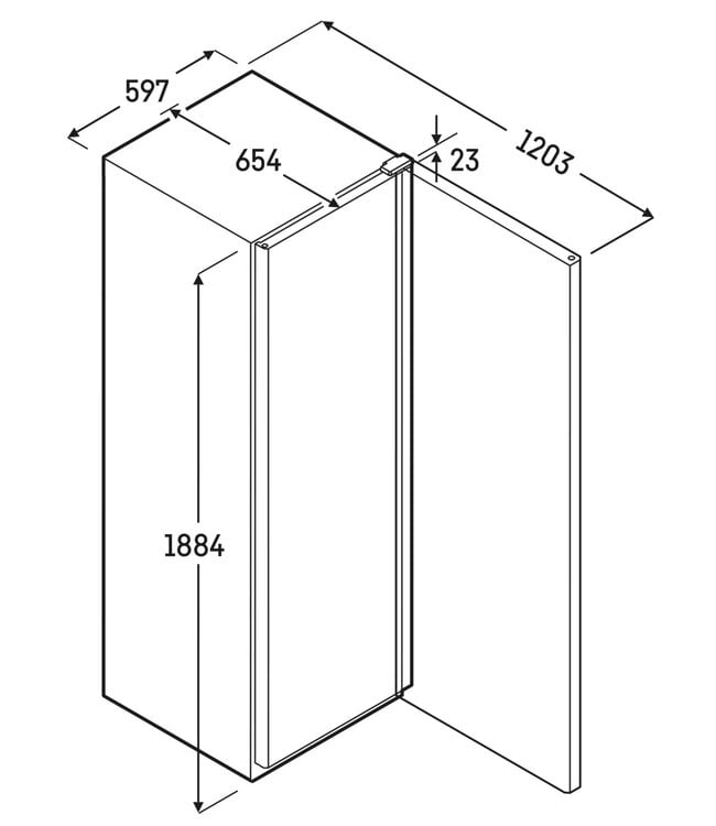 Koelkast 400/286 ltr (br/netto inh.) 597x654x1884 mm (bxdxh) +1°C tot +15°C GRIJS met glasdeur MRFvd 4011 Performance - Liebherr