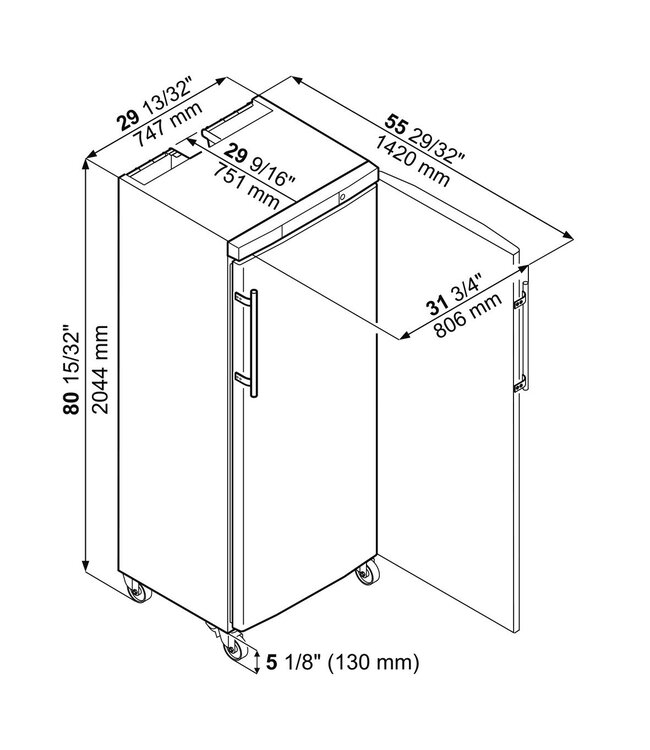 Koelkast 655/479 ltr (br/netto inh.) 747x769x2018 mm (bxdxh) +1°C tot +15°C WIT FRFvg 6501 Performance - Liebherr