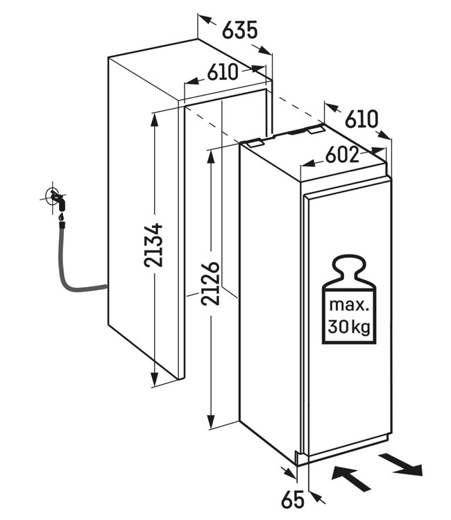 Vrieskast 316/237 ltr (br/netto inh.) 597x654x1884 mm (bxdxh) -9°C tot -26°C WIT FFFsg 4001 Performance - Liebherr