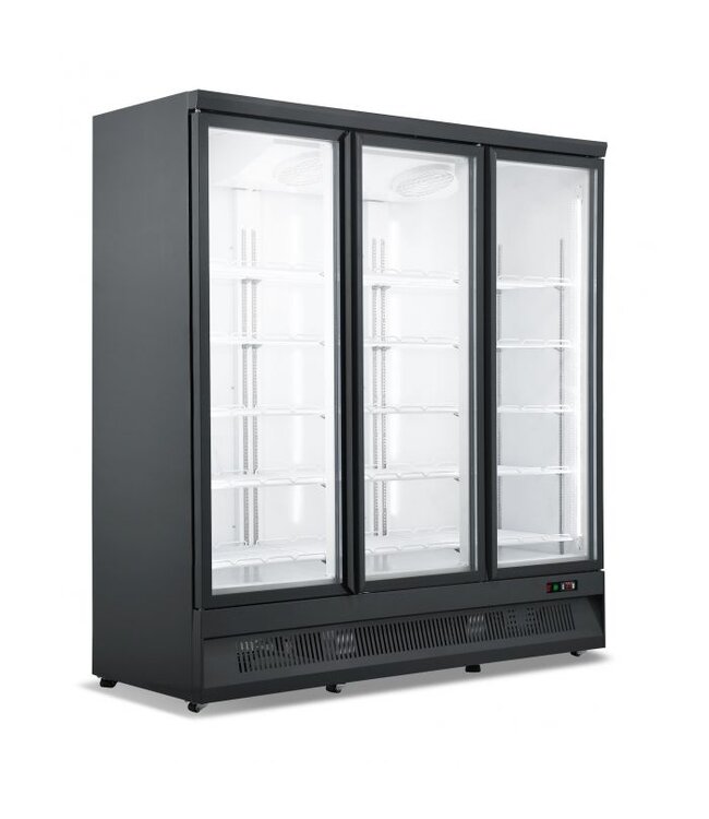 Koelkast 1530 ltr (netto inh.) 1880 x 710 x 1997 mm (bxdxh) zwart 3 Glasdeuren Svo-1530R - Combisteel