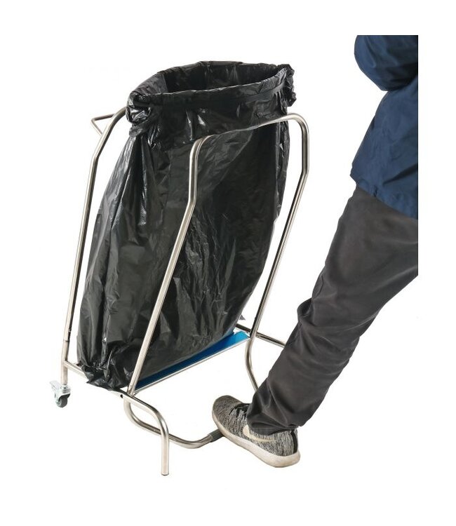 Vuilniszakhouder met pedaalbediening 450 x 600 x 960 mm (bxdxh) - Combisteel