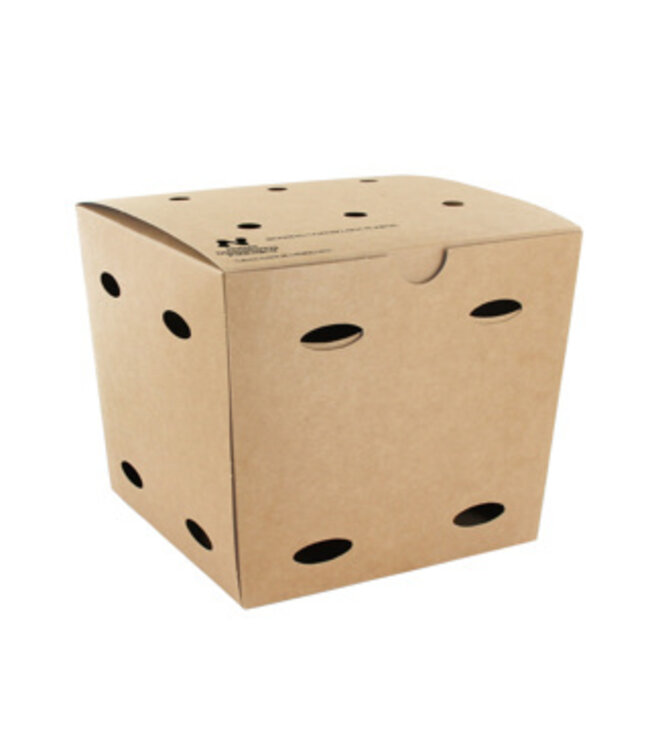 Frietbox disp plasticvrij karton 105 x 105 x 150 mm bruin - Notpla | prijs & verp per 200 stuks