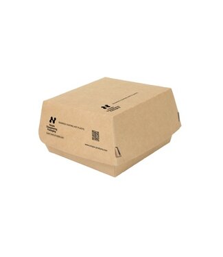 Notpla Hamburgerbox disp plasticvrij karton 115 x 110 x 78 mm bruin - Notpla | prijs & verp per 220 stuks