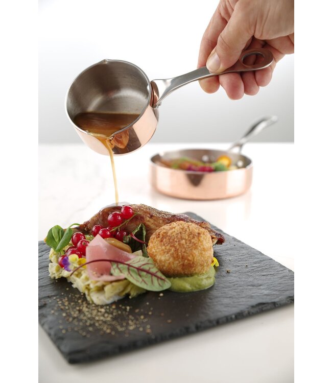 Steelpannetje Ø85 x (h)50 mm koperkleurig met schenktuit - Hendi