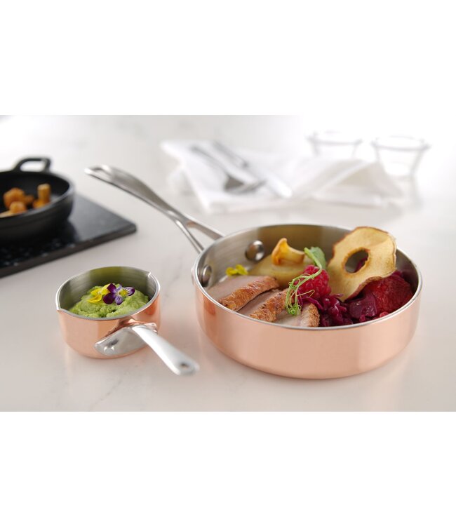 Steelpannetje Ø50 x (h)30 mm koperkleurig met schenktuit - Hendi