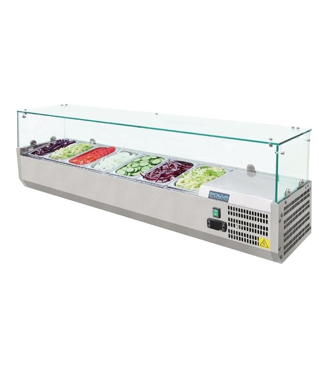 Opzetkoelvitrine  7 x 1/4GN 1500 x 330 x 435 mm (bxdxh) - Polar