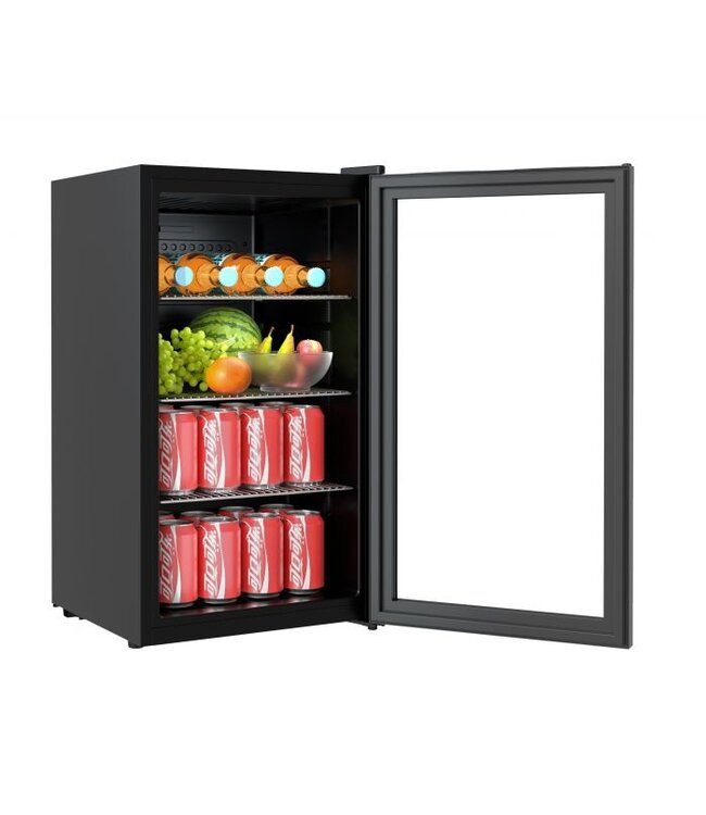 Koelkast 80 ltr (netto inh.) 474X440X840 mm (bxdxh) +3°C tot +10°C zwart met glasdeur - Combisteel