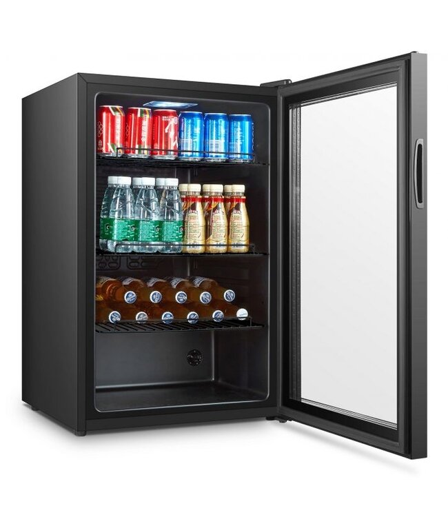 Koelkast 115 ltr (netto inh.) 540X539X847 mm (bxdxh) +3°C tot +10°C zwart met glasdeur - Combisteel