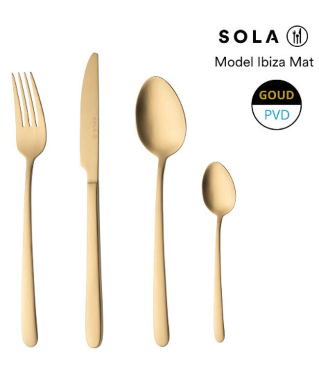 Dessertlepel 181 mm rvs 18/0 Ibiza mat goud - Sola | prijs & verp per 12 stuks