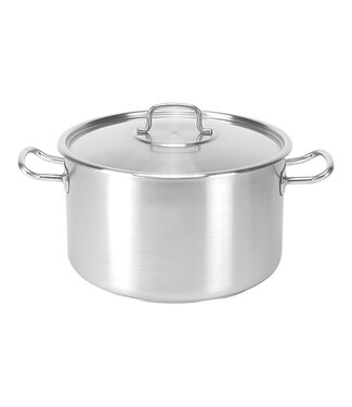 Pujadas Kookpan Ø400 x (h)250 mm RVS 31,4 ltr met deksel middelhoog model geschikt voor G/E/K/I - Pujadas