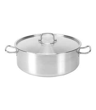 Pujadas Kookpan Ø400 x (h)155 mm RVS 19,5 ltr met deksel laag model geschikt voor G/E/K/I - Pujadas