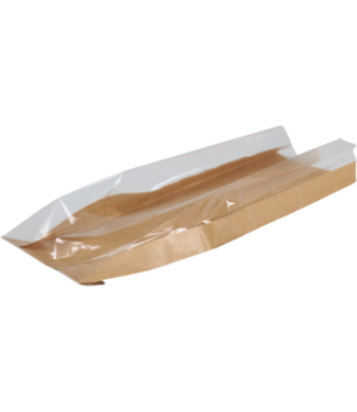 Vensterzak 500x160/50 mm (hxbxd) bruin kraftpapier/PP+PET | prijs & verp per 1.000 stuks