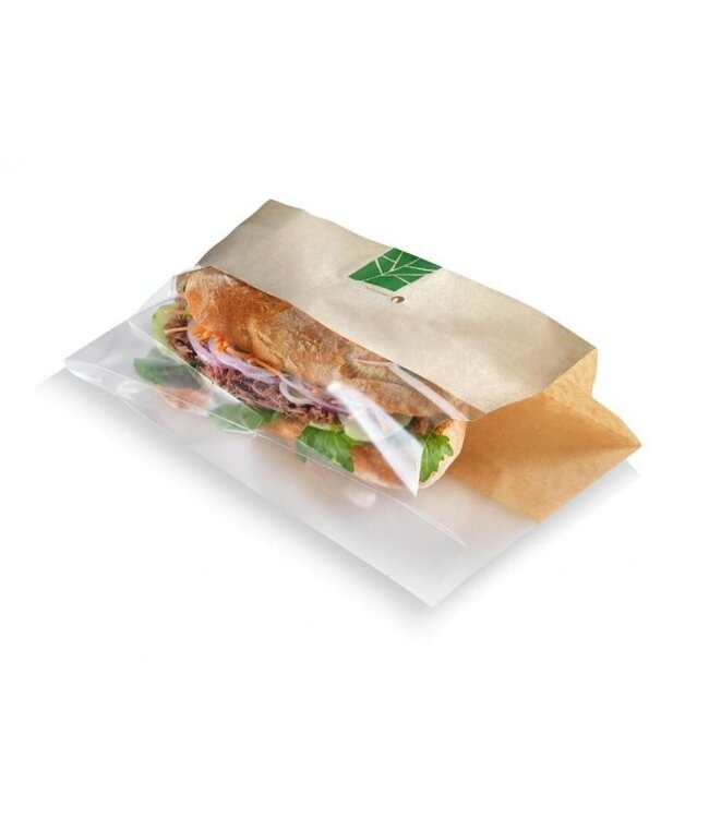 Vensterzak 230x140/60 mm (hxbxd) bruin Paperwise/PLA | prijs & verp per 500 stuks