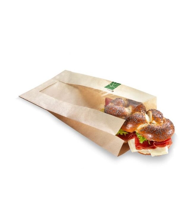 Vensterzak 330x120/60 mm (hxbxd) bruin Paperwise/PLA | prijs & verp per 500 stuks