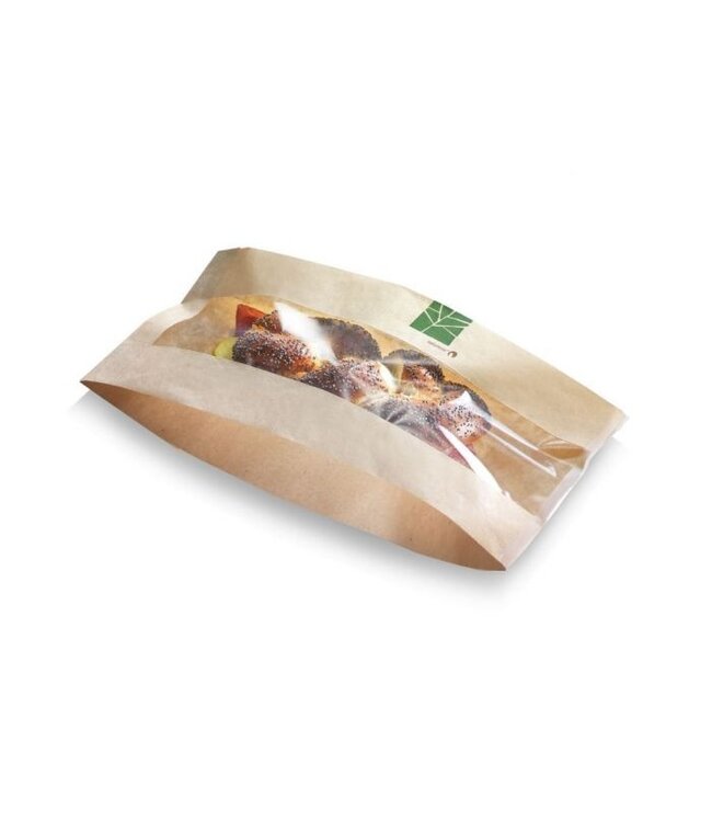 Vensterzak 270x260/70 mm (hxbxd) bruin Paperwise/PLA | prijs & verp per 500 stuks