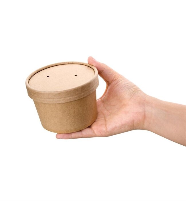 Soepbeker disp karton/PLA 45 cl bruin Ø98x(h)101 mm Fiesta | prijs & verp per 500 stuks