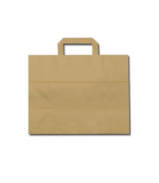 Tas papier 26/17x25 cm (b/dxh) 70gr/m² snacktas bruin platte greep | prijs & verp per 250 stuks