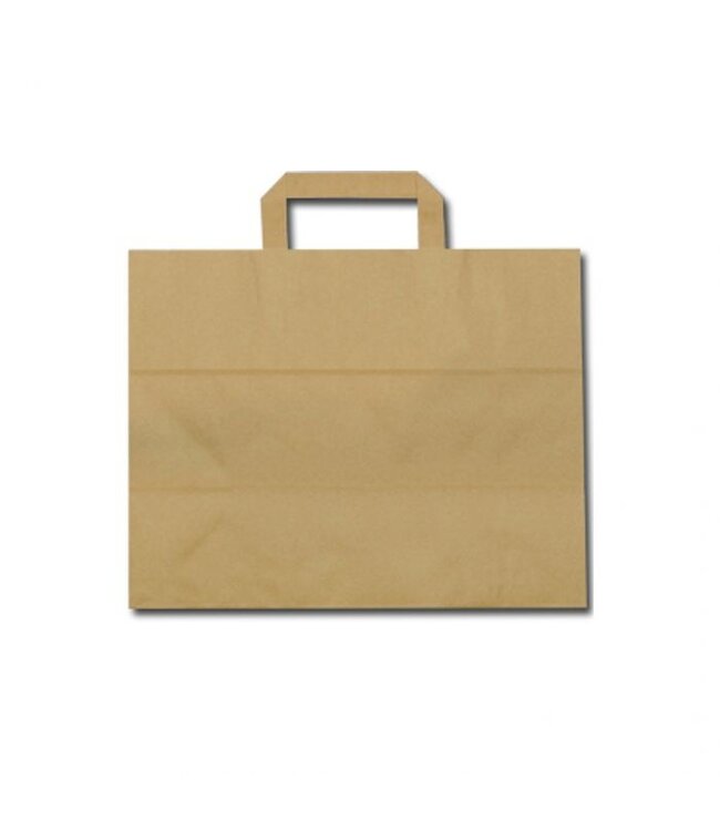 Tas papier 26/17x25 cm (b/dxh) 70gr/m² snacktas bruin platte greep | prijs & verp per 250 stuks