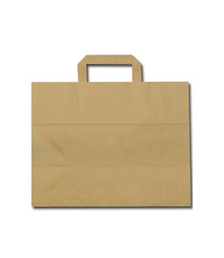 Tas papier 32/21x33 cm (b/dxh) 70gr/m² snacktas bruin platte greep | prijs & verp per 250 stuks