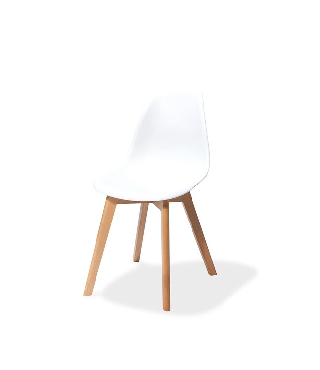 Stapelbare stoel wit berkenhouten frame en kunststof zitting 47x53x83cm (lxbxlh) Keeve - Essentials | prijs & verp per 4 stuks