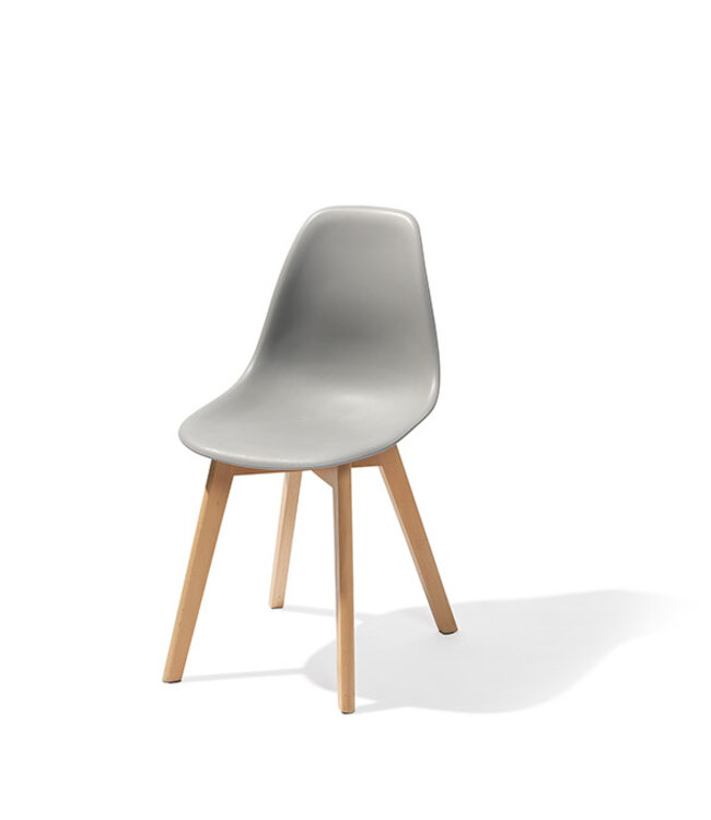 Stapelbare stoel grijs berkenhouten frame en kunststof zitting 47x53x83cm (lxbxlh) Keeve - Essentials | prijs & verp per 4 stuks