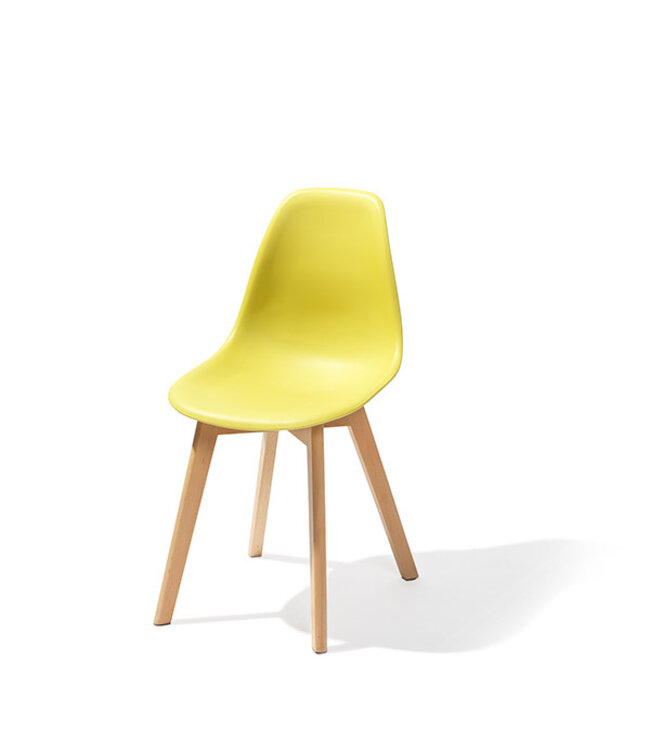 Stapelbare stoel geel berkenhouten frame en kunststof zitting 47x53x83cm (lxbxlh) Keeve - Essentials | prijs & verp per 4 stuks