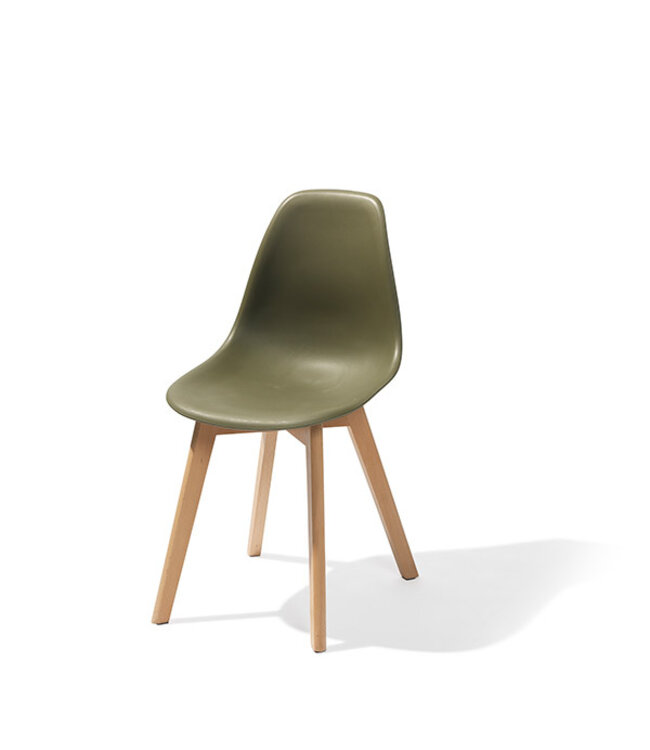 Stapelbare stoel groen berkenhouten frame en kunststof zitting 47x53x83cm (lxbxlh) Keeve - Essentials | prijs & verp per 4 stuks