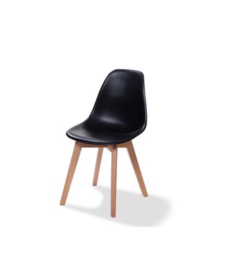 Essentials Stapelbare stoel zwart berkenhouten frame en kunststof zitting 47x53x83cm (lxbxlh) Keeve - Essentials | prijs & verp per 4 stuks