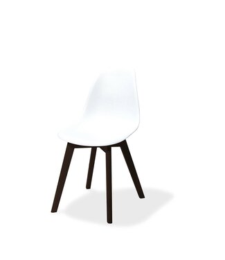 Essentials Stapelbare stoel wit berkenhouten frame en kunststof zitting 47x53x83cm (lxbxlh) Keeve - Essentials | prijs & verp per 4 stuks