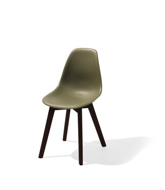 Essentials Stapelbare stoel groen berkenhouten frame en kunststof zitting 47x53x83cm (lxbxlh) Keeve - Essentials | prijs & verp per 4 stuks
