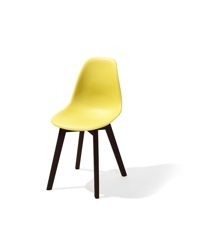 Stapelbare stoel geel berkenhouten frame en kunststof zitting 47x53x83cm (lxbxlh) Keeve - Essentials