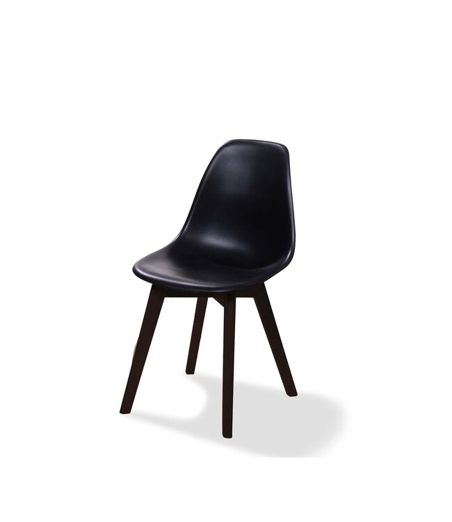 Stapelbare stoel zwart berkenhouten frame en kunststof zitting 47x53x83cm (lxbxlh) Keeve - Essentials