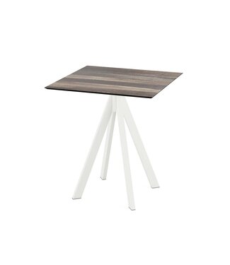 Essentials Terrastafel wit frame + Tropical Wood HPL 70x70 cm Infinity - Essentials