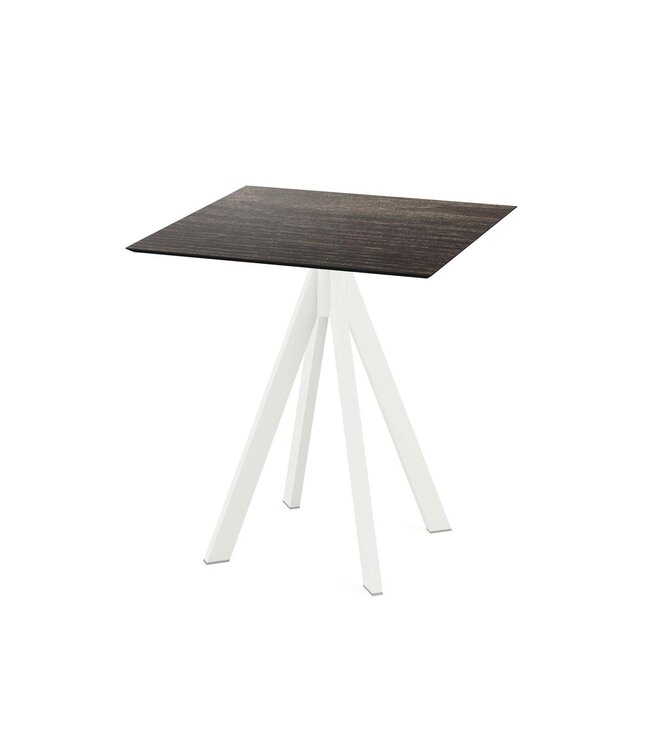 Terrastafel wit frame + Riverwashed Wood HPL 70x70 cm Infinity - Essentials