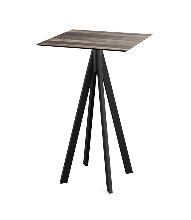 Statafel zwart frame + Tropical Wood HPL 70x70 cm Infinity - Essentials
