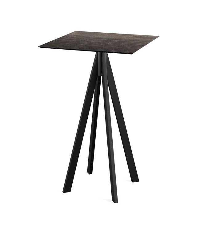 Statafel zwart frame + Riverwashed Wood HPL 70x70 cm Infinity - Essentials