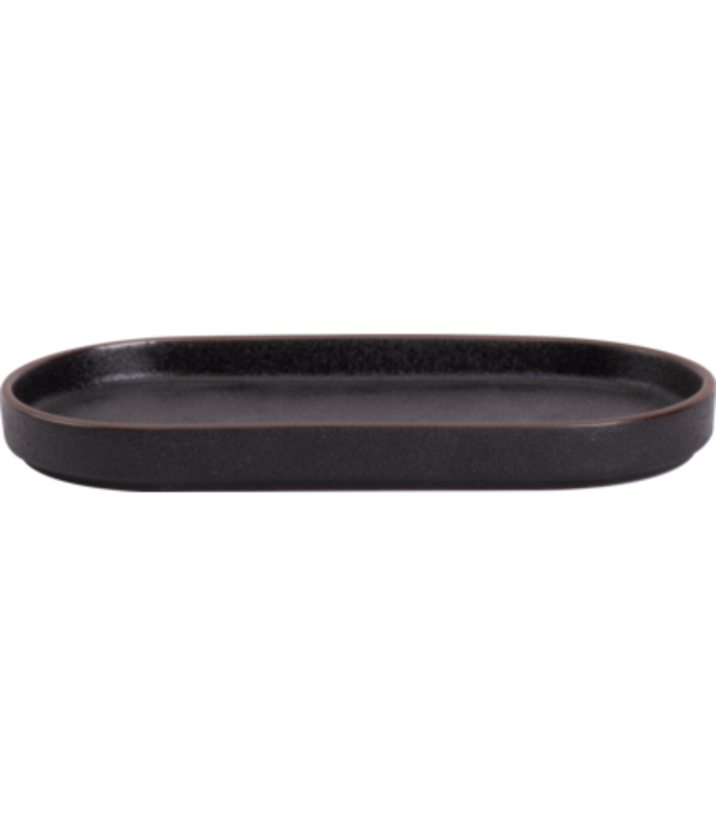 Bord 220x(h)22 mm ovaal zwart Cafe Noir - Maastricht Porselein | prijs & verp per 4 stuks