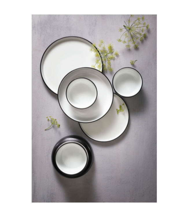 Bord 200x(h)35 mm diep zwart-wit Cosmic - Maastricht Porselein | prijs & verp per 6 stuks