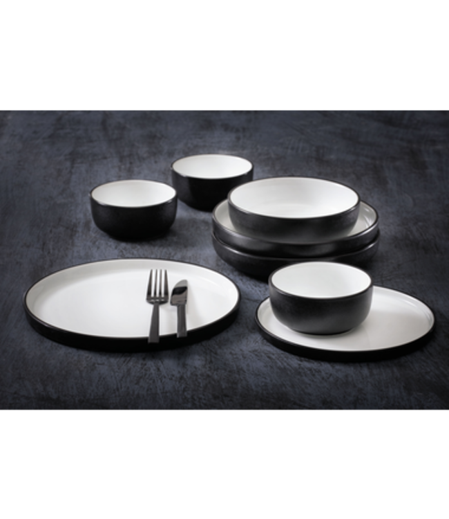 Schaal Ø 160x(h)45 mm 55 cl zwart-wit Cosmic - Maastricht Porselein | prijs & verp per 6 stuks