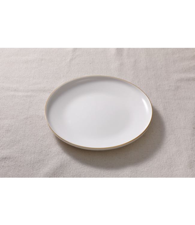 Bord 270x(h)34 mm wit-goud Ligne D'or - Maastricht Porselein | prijs & verp per 6 stuks