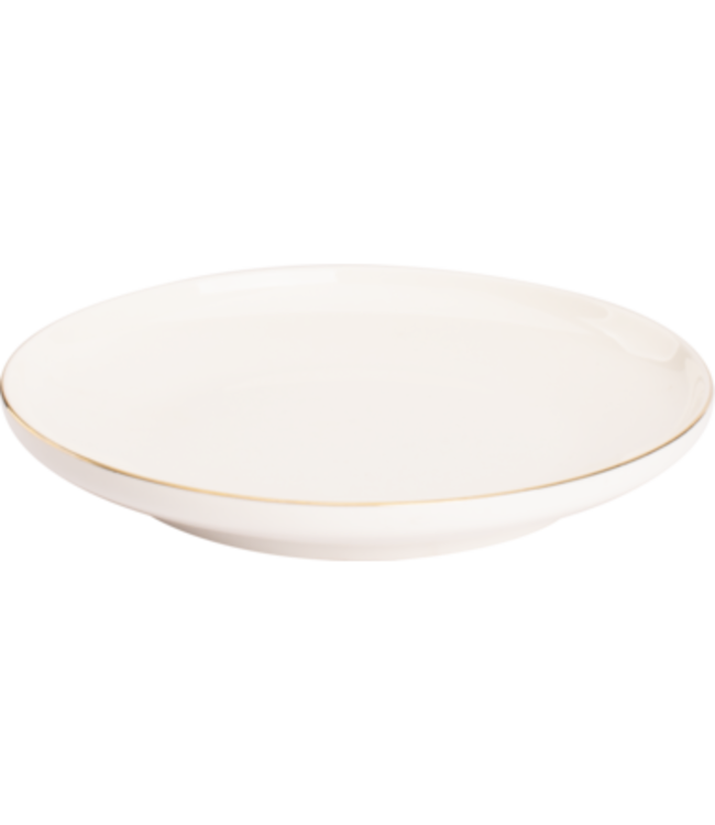 Bord 210x(h)32 mm wit-goud Ligne D'or - Maastricht Porselein | prijs & verp per 6 stuks