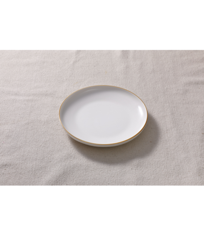 Bord 210x(h)32 mm wit-goud Ligne D'or - Maastricht Porselein | prijs & verp per 6 stuks
