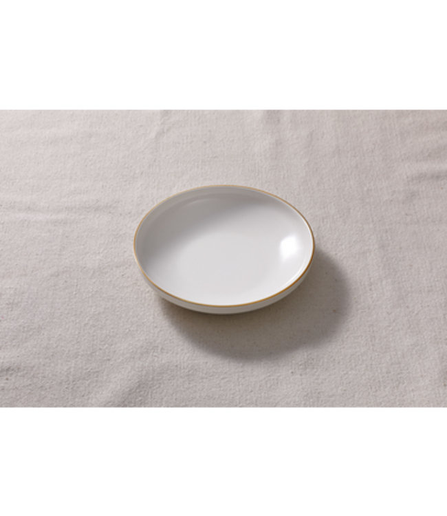 Bord 190x(h)40 mm diep wit-goud Ligne D'or - Maastricht Porselein | prijs & verp per 6 stuks