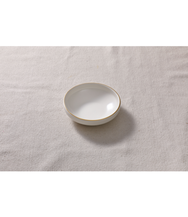 Schaal 150x(h)45 mm  wit-goud Ligne D'or - Maastricht Porselein | prijs & verp per 6 stuks