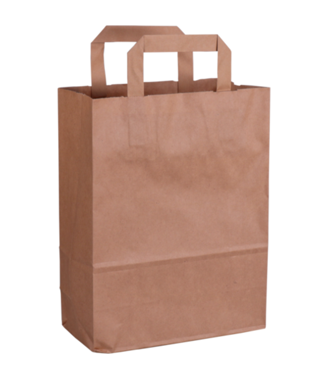 Tas papier 22/10x28 cm (b/dxh) 70gr/m² snacktas bruin platte greep | prijs & verp per 250 stuks