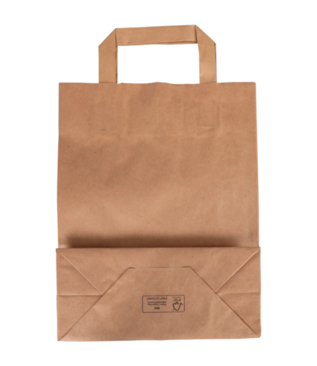 Tas papier 22/10x28 cm (b/dxh) 70gr/m² snacktas bruin platte greep | prijs & verp per 250 stuks