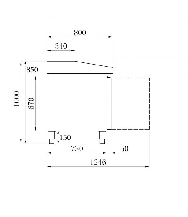 Pizzawerkbank 2 deuren 1510x800x1000 mm (bxdxh)  Standard Line - Combisteel