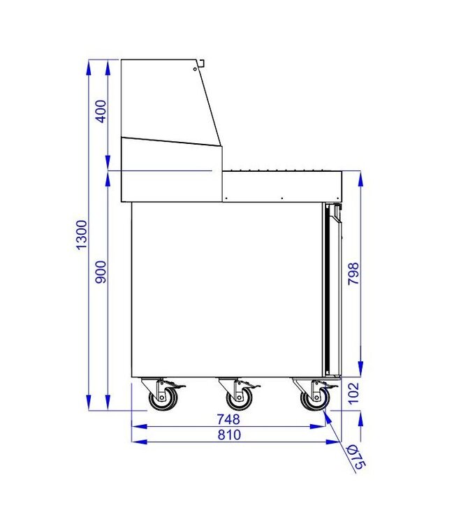 Pizzawerkbank 2 deuren 9x 1/3 GN Pan 1790x850x1360 mm (bxdxh) - Combisteel