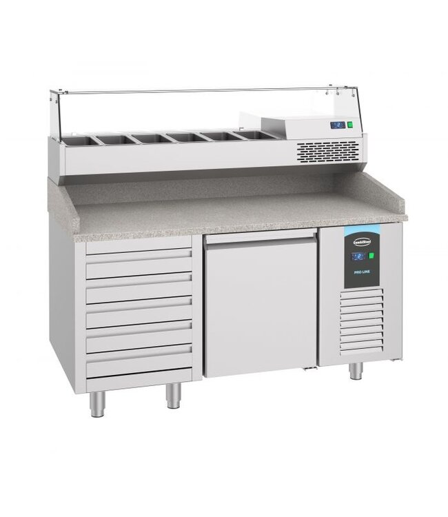 Pizzawerkbank 1 deur en 5 laden 1550x800x1080 mm (bxdxh)  Pro Line - Combisteel